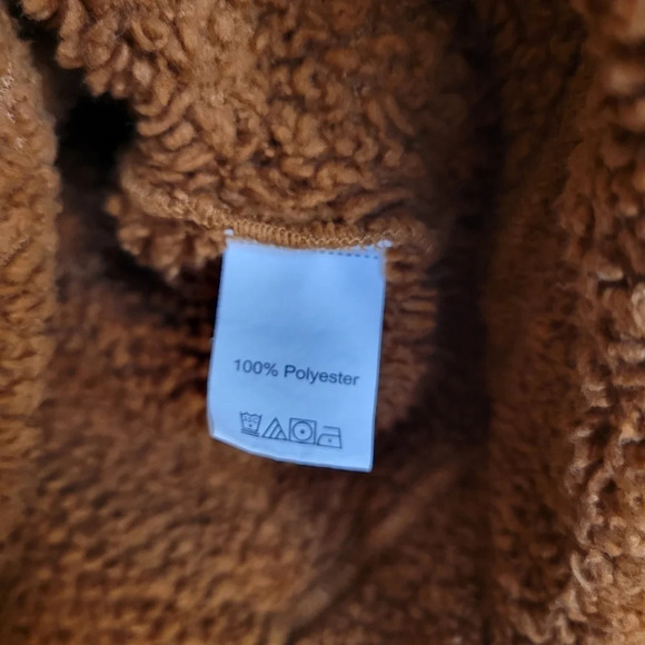 BLOOMING JOLLY Brown Sherpa Full Zip Hoodie w/ Colorful Tribal Pockets - Picture 3 of 7